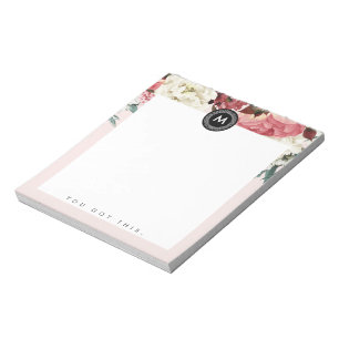 Schickes florales Monogramm Post It Notizblock