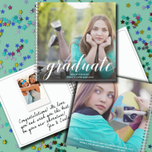 Schickes Foto-Abschlussfeier-Gästebuch Notizblock