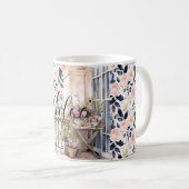 Schickes Französisch Blau Pink Paris Kaffeetasse (VorderseiteRechts)
