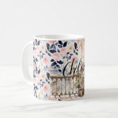 Schickes Französisch Blau Pink Paris Kaffeetasse (Vorderseite Links)