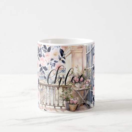 Schickes Französisch Blau Pink Paris Kaffeetasse (Mittel)
