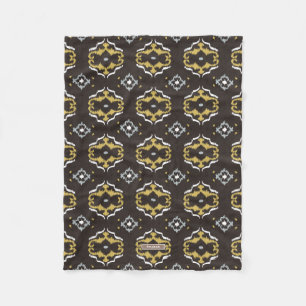 Schickes gelb-braunes Ikat-Stammesmuster Fleecedecke