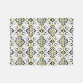 Schickes gelbes und graues ikat Stammes- Muster Fleecedecke (Vorderseite (Horizontal))