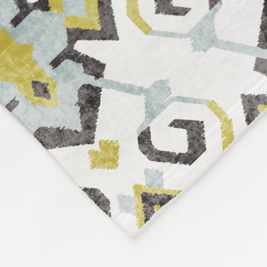 Schickes gelbes und graues ikat Stammes- Muster Fleecedecke (Ecke)