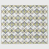 Schickes gelbes und graues ikat Stammes- Muster Geschenkpapier (Flach)