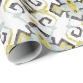 Schickes gelbes und graues ikat Stammes- Muster Geschenkpapier (Rolleneckpunkt)