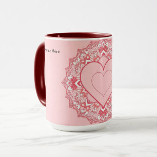 Schickes geometrisches Herz-Mandala personalisiert Tasse