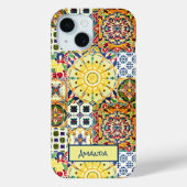 Schickes geometrisches mediterranes oranges Fliese Case-Mate iPhone Hülle (Rückseite)