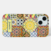 Schickes geometrisches mediterranes oranges Fliese Case-Mate iPhone Hülle (Rückseite (Horizontal))