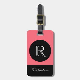 SCHICKES GEPÄCK TAG_BLACK/CORAL/WHITE INITIAL/NAME GEPÄCKANHÄNGER