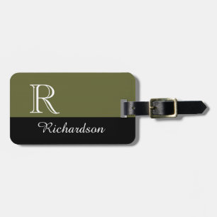 SCHICKES GEPÄCK TAG_BLACK/MOSS/WHITE INITIAL/NAME GEPÄCKANHÄNGER