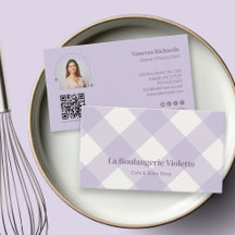 Schickes Gingham Lila Bäckerei QR-Foto 