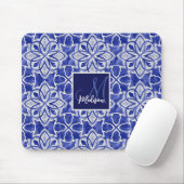 Schickes, girly blau-graues Anfangsmonogramm Mousepad (Mit Mouse)