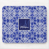 Schickes, girly blau-graues Anfangsmonogramm Mousepad (Vorne)