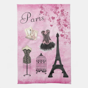 Schickes, girly rosa Paris Mode Küchenhandtuch Küchentuch