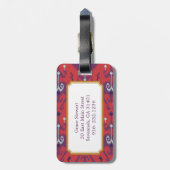 Schickes girly rotes ikat Stammes- Mustermonogramm Gepäckanhänger (Rückseite vertikal)