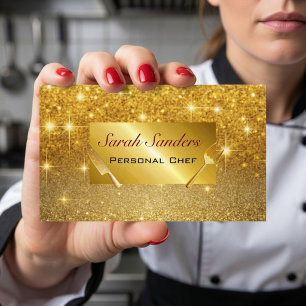 Schickes Glamour Personal-Chef-Catering Gold-Glitt Visitenkarte