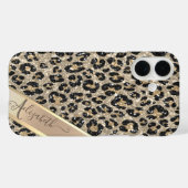 Schickes Glitter-Leoparden-Muster-Monogramm Case-Mate iPhone Hülle (Rückseite (Horizontal))
