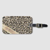 Schickes Glitter-Leoparden-Muster-Monogramm Gepäckanhänger (Vorderseite (Horizontal))