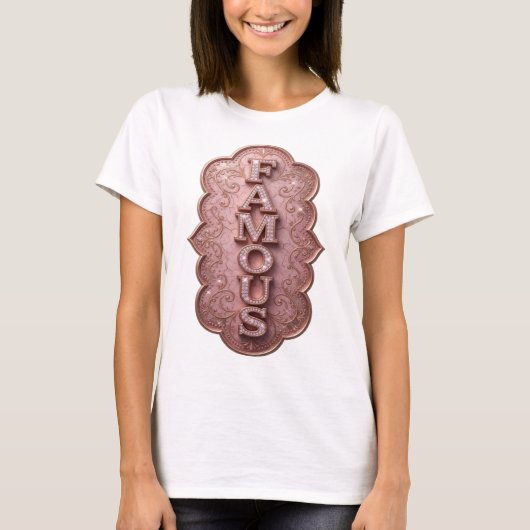 Schickes Gold FAMOUS Design T-Shirt (Vorderseite)
