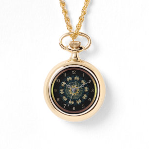 Schickes Gold & Grün im asiatischen Stil   Armbanduhr