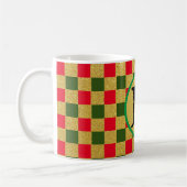 Schickes Gold rot & grünes Schachbrettmuster mit i Kaffeetasse (Links)