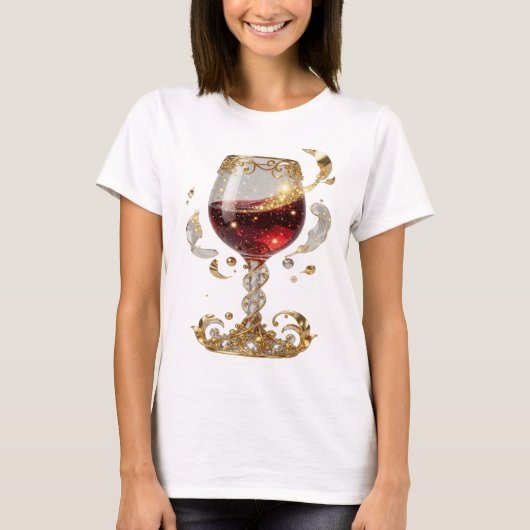 Schickes Gold VERZIERTER WEINGLAS Custom Tee (Vorderseite)