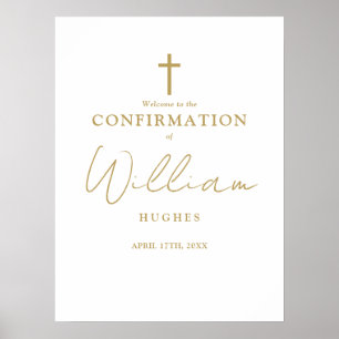 Schickes goldenes Konfirmations-Willkommensschild Poster