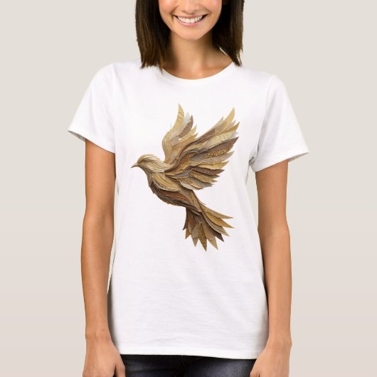 Schickes Grau GOLDEN BIRD Design T-Shirt (Vorderseite)