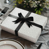 Schickes Grau Griechisches Schlüssel-Muster Labyri Geschenkpapier