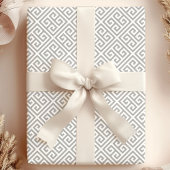 Schickes Grau Griechisches Schlüssel-Muster Labyri Geschenkpapier