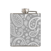 Schickes graues Paisley-mit Blumenmuster u. blaues Flachmann (Rückseite)