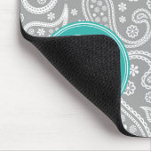 Schickes graues Paisley-mit Blumenmuster u. blaues Mousepad (Ecke)