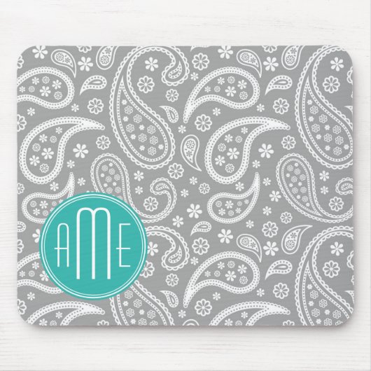 Schickes graues Paisley-mit Blumenmuster u. blaues Mousepad (Vorne)