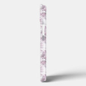 Schickes graues und rosa Blumenmuster-Monogramm Case-Mate iPhone Hülle (Rückseite / Links)