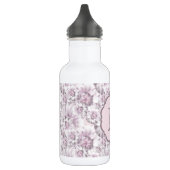 Schickes graues und rosa Blumenmuster-Monogramm Trinkflasche (Links)