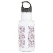 Schickes graues und rosa Blumenmuster-Monogramm Trinkflasche (Rückseite)