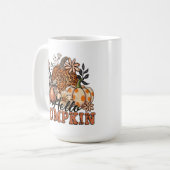 Schickes Hallo Kürbis Herbst Kaffeetasse (Vorderseite Links)