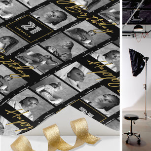 Schickes Happy Birthday Foto Filmstreifen Schwarz  Geschenkpapier