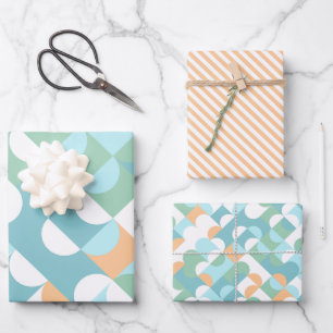 Schickes helles Türkis-Blau-Grün-Kreis-Art-Muster Geschenkpapier Set
