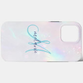 Schickes holografisches irisierendes Monogramm Case-Mate iPhone Hülle (Rückseite (Horizontal))
