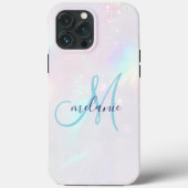 Schickes holografisches irisierendes Monogramm Case-Mate iPhone Hülle (Rückseite)
