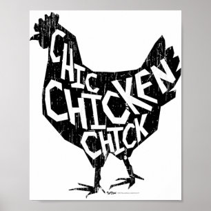 Schickes Huhn Hühner Vintage Muster Design Poster