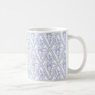 Schickes Immergrün-Blaues Blumen-Diamant-Muster Kaffeetasse