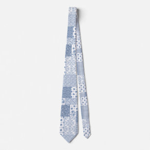 Schickes Indigo-Blaues Faux-Patchwork-Unisex-Schli Krawatte