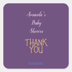 Schickes Indigo-Gold-Farb-Minimalist-Baby-Shower Quadratischer Aufkleber