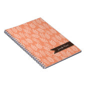 Schickes Kadmium-Orangen-elegantes Blatt-Muster Notizblock (Rechte Seite)