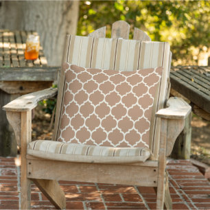 Schickes Kaffee-Braun-Elfenbein-Vierblatt-Trellis- Kissen