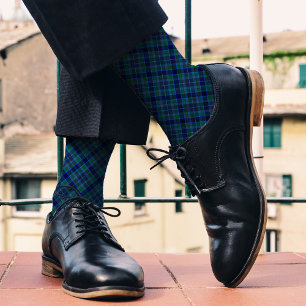 Schickes Karomuster Navyblau Grün Elegantes Tartan Socken