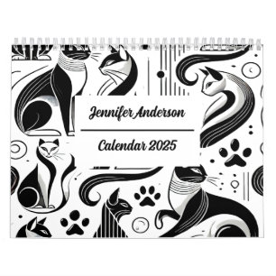 Schickes Katzenmuster Schwarz und Weiß Kalender